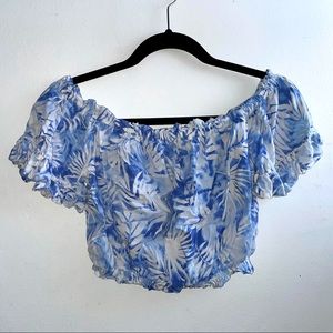 Tropical Floral Off Shoulder Crop Top